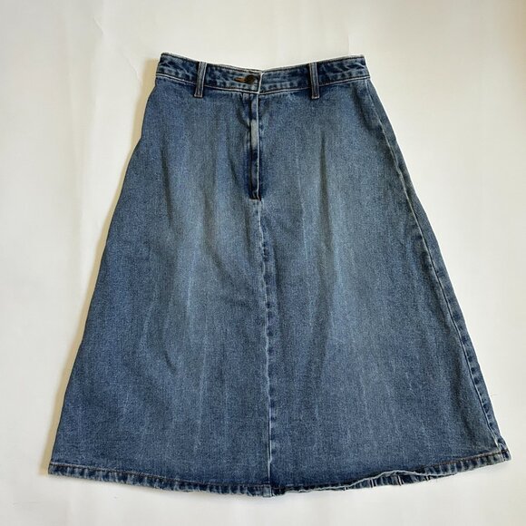 Vintage Denim Jean A Line Midi Skirt Women’s Size M High Waist Modest 90s Y2K - Picture 3 of 10